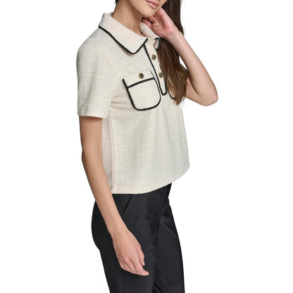 Karl Lagerfeld - Playera de Tweed de Manga Corta para Mujer