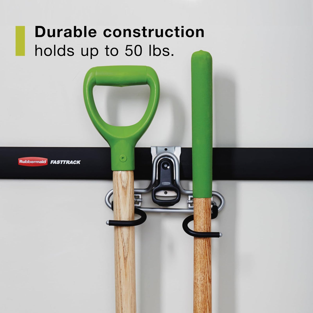 Rubbermaid FASTTRACK – Riel de Pared con Ganchos Multiusos, Sistema Organizador de Almacenamiento para Garaje y Casa, Acero de Alta Resistencia 1784454