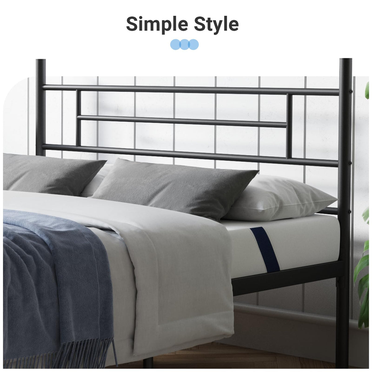Avenco - Marco de cama de tamaño matrimonial con plataforma de metal con cabecero clásico, marco de cama de 14 pulgadas, almacenamiento adecuado debajo de la cama, soporte fuerte de listones de metal,