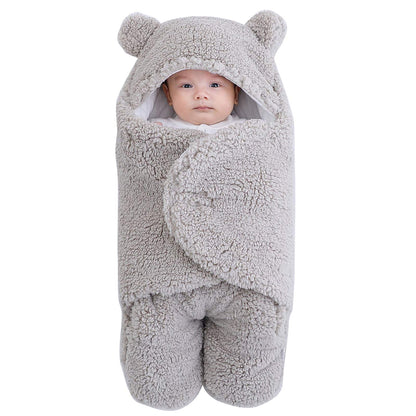 Manta de Felpa con Capucha para Bebé Recién Nacido, 0-6 Meses - 6 Month - Gris