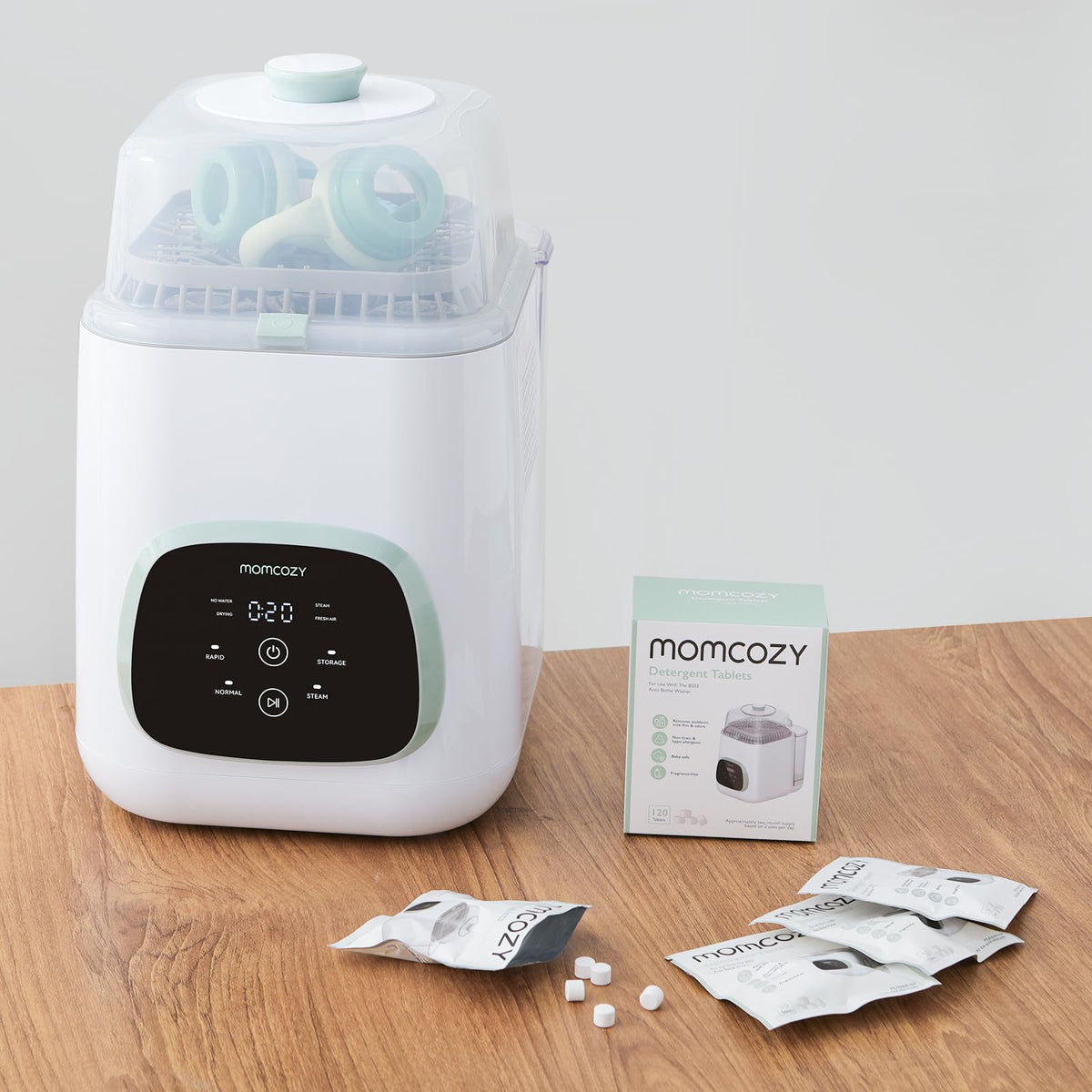Momcozy Bloque de Lavado Oficial para Lavadora de Biberones KleanPal Pro, 120 Tabletas de Detergente