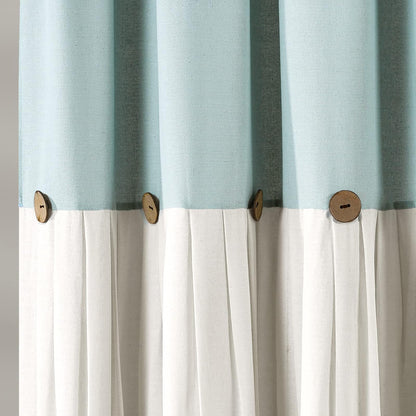 Lush Decor - Cortina de Ducha de Lino con Botones, 72 Pulgadas de Ancho x 72 Pulgadas de Largo, Azul y Blanco Roto, Tela de Cortina de Ducha Azul, Cortina de baño, decoración de baño de Granja