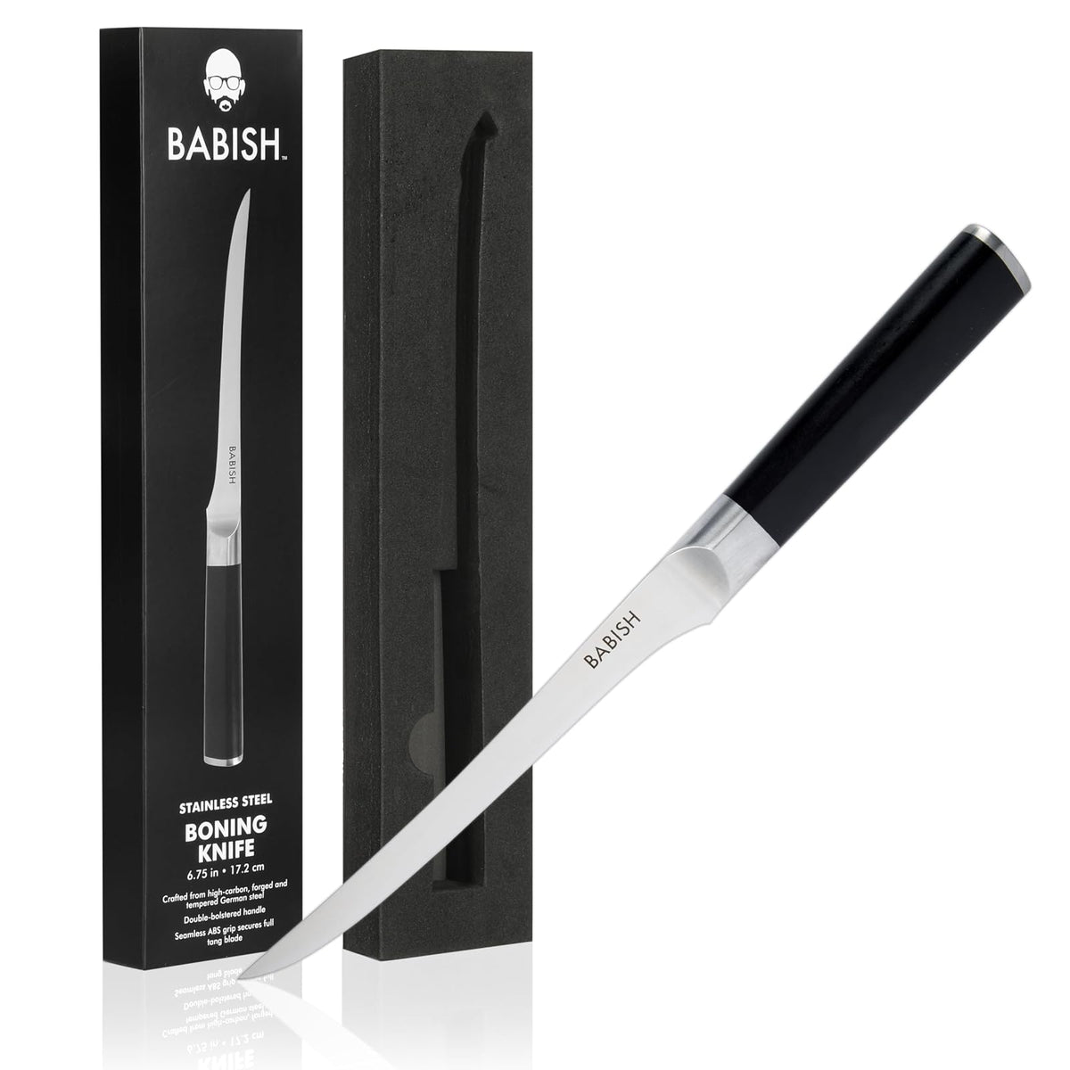 Babish Set de 4 Cuchillos para Carne de Acero Alemán - 8" - Cuchillo de deshuesado inoxidable de alto carbono
