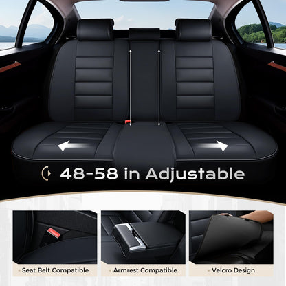 Coverado Juego Completo de Fundas de Asiento de Automóvil, Fundas de Asiento para Automóviles, Fundas de Asiento Delantero y Funda de Asiento Trasero, Funda Impermeable de Piel para Asiento automotriz