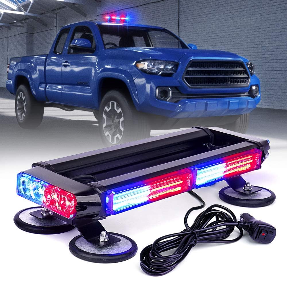 Xprite - Barra de luz LED LED estroboscópica para techo con doble cara de advertencia de peligro, luces de policía con base magnética para vehículos de seguridad de emergencia, camiones, bomberos,