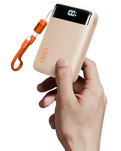 INIU Power Bank, Pequeño 20000mAh 22,5W Carga Rapida Bateria Phone Externa | Cable USB C Desmontable, Apto para Avión, Esenciales de Viaje, Bateria Portatil para iPhone 17, Samsung, iPad, etc. [Beige]