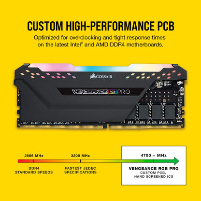 Corsair Vengeance RGB Pro Schwarz 16GB Kit (2X 8GB) DDR4-3200 CL16 DIMM Arbeitsspeicher