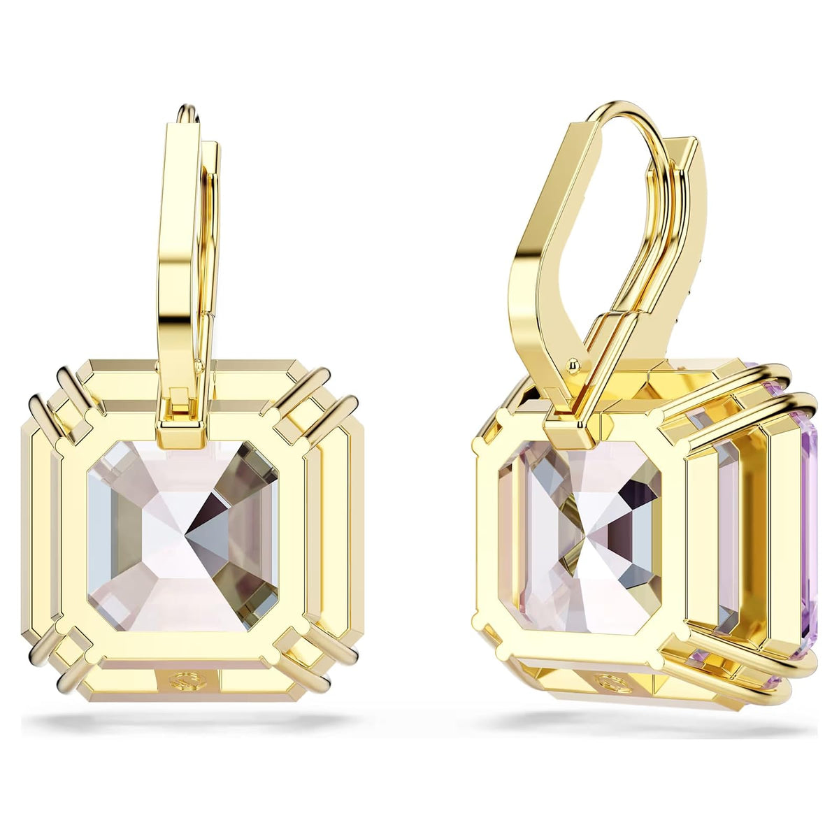 Pendientes Millenia, Talla cuadrada, Morado, Acabado en oro de 18 quilates