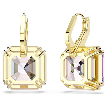 Pendientes Millenia, Talla cuadrada, Morado, Acabado en oro de 18 quilates