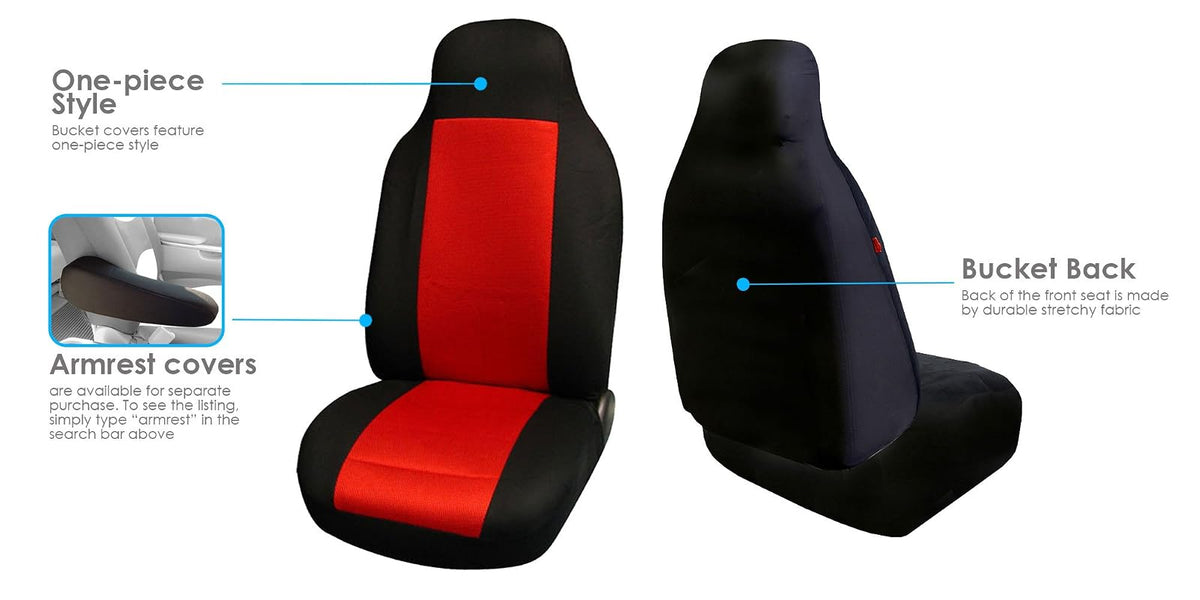 FH GROUP FB102RED102 Red Classic Cloth 3D Air Mesh Front Set Bucket Auto Seat Cover, Set of 2