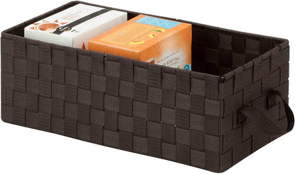 Honey-Can-Do OFC-03699 Double Woven Media Organization Basket with Handles, 16 by 8 by 6-Inch, Espresso Brown