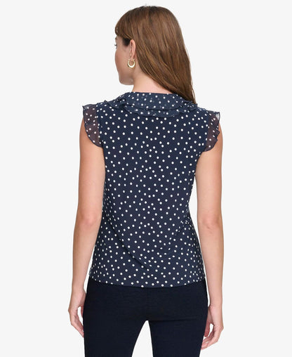 Tommy Hilfiger - Camisas de Trabajo sin Mangas con Volantes para Mujer