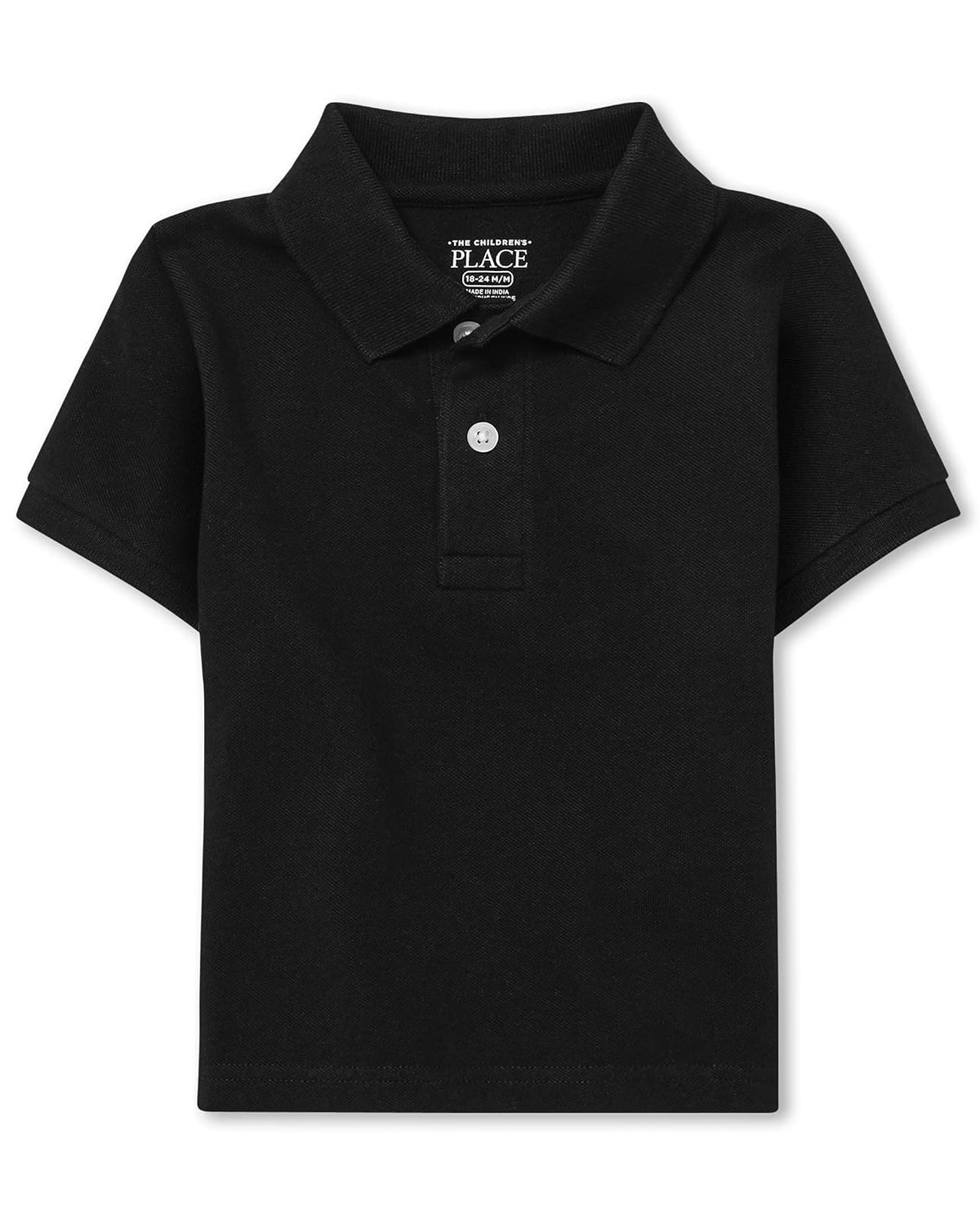 The Children's Place Polo de Piqué Manga Corta para Niño, 100% Algodón - Negro - 5 Años