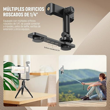 NEEWER Soporte para Teléfono Compatible con dji Osmo Pocket 4 3 Xtra Muse | Compatible con Insta360 Luna Ultra DJI Osmo 360, Soporte Móvil de Expansión de Accesorios, Rosca de 1/4" para Trípode, AC021