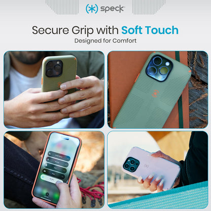 Speck - Funda para iPhone 15, 14 y 13, diseñada para MagSafe, protección contra caídas de 8 pies, resistente a arañazos, tacto suave, agarre adicional, color Lila/pétalo de clavel