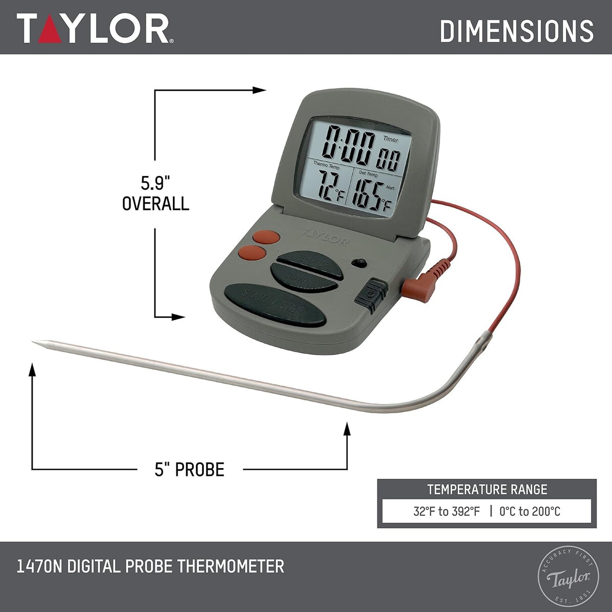 Taylor Precision Products - Termómetro digital para sonda de cocina (1 unidad)