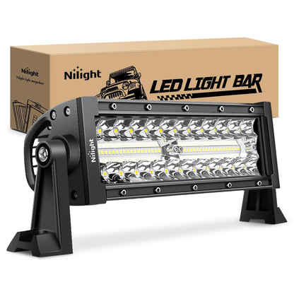 Nilight 18044C-A Barra de Luz LED de 9.5 Pulgadas, Triple Hilera, Combo de Inundación, 64 LED, para Camión/SUV/ATV/UTV