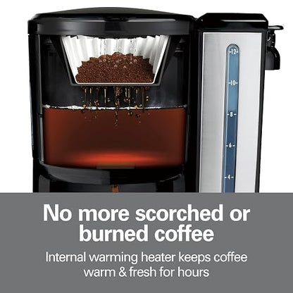 Cafetera Programable Hamilton Beach Capacidad de 12 Tazas Color Gris con Negro Modelo 47950