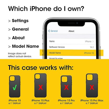 OtterBox - Piel de Cactus simetría para iPhone 15 MagSafe - Negro Ash (Negro), sostenible, se Ajusta a MagSafe, Ultra Elegante y Bordes elevados Que protegen la cámara y la visualización
