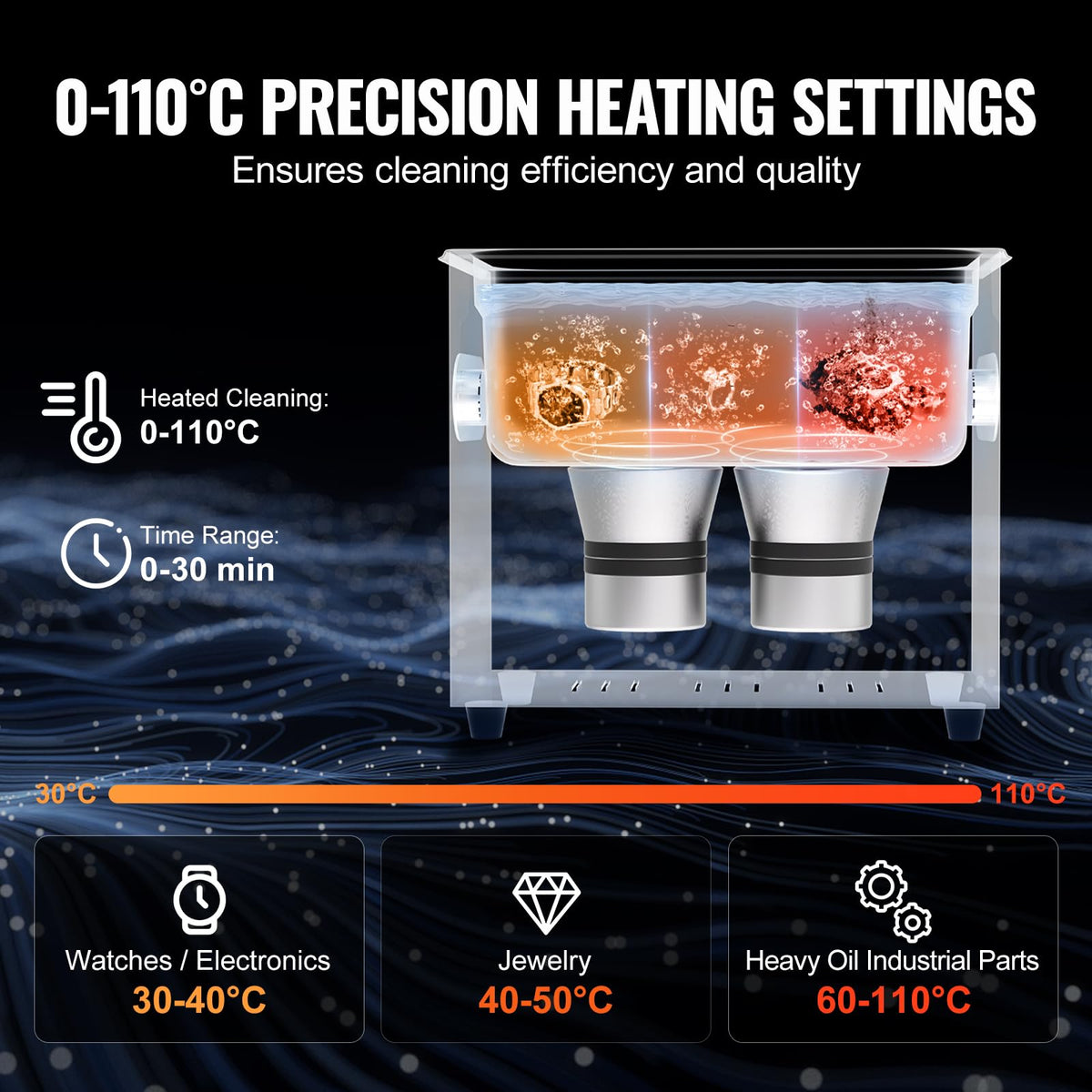 VEVOR - Limpiador ultrasónico de 3 litros con temporizador de calentador y cesta, máquina de cavitación sónica digital profesional, máquina de limpieza de 120 W para instrumentos de reloj, anteojos,