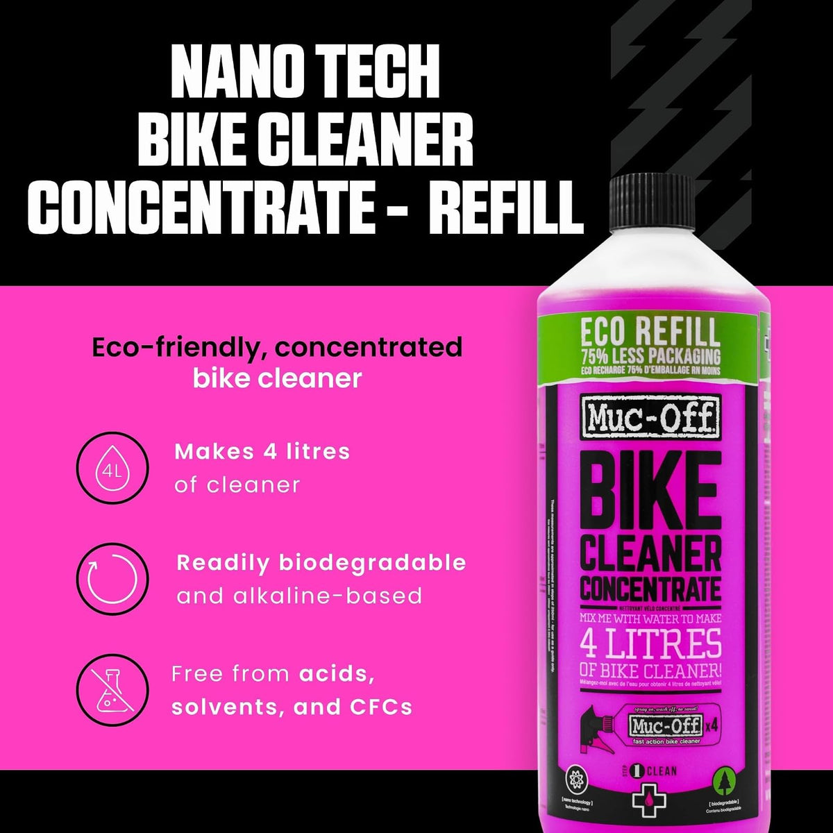 Muc-Off Limpiador Concentrado de Bicicleta, Nano Gel Biodegradable, Rosado, 1 L, 347US