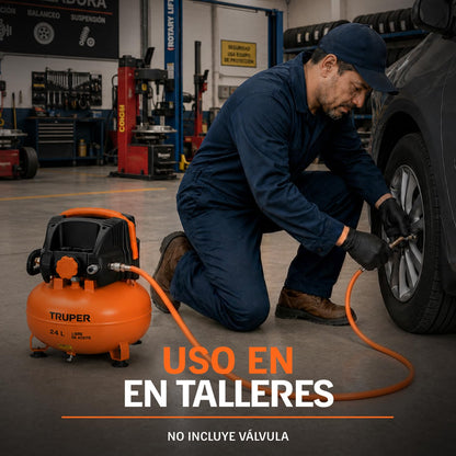 Truper COMP-KIT24S, Kit compresor libre de aceite 24 L, 2-2/3 HP con pistola y manguera