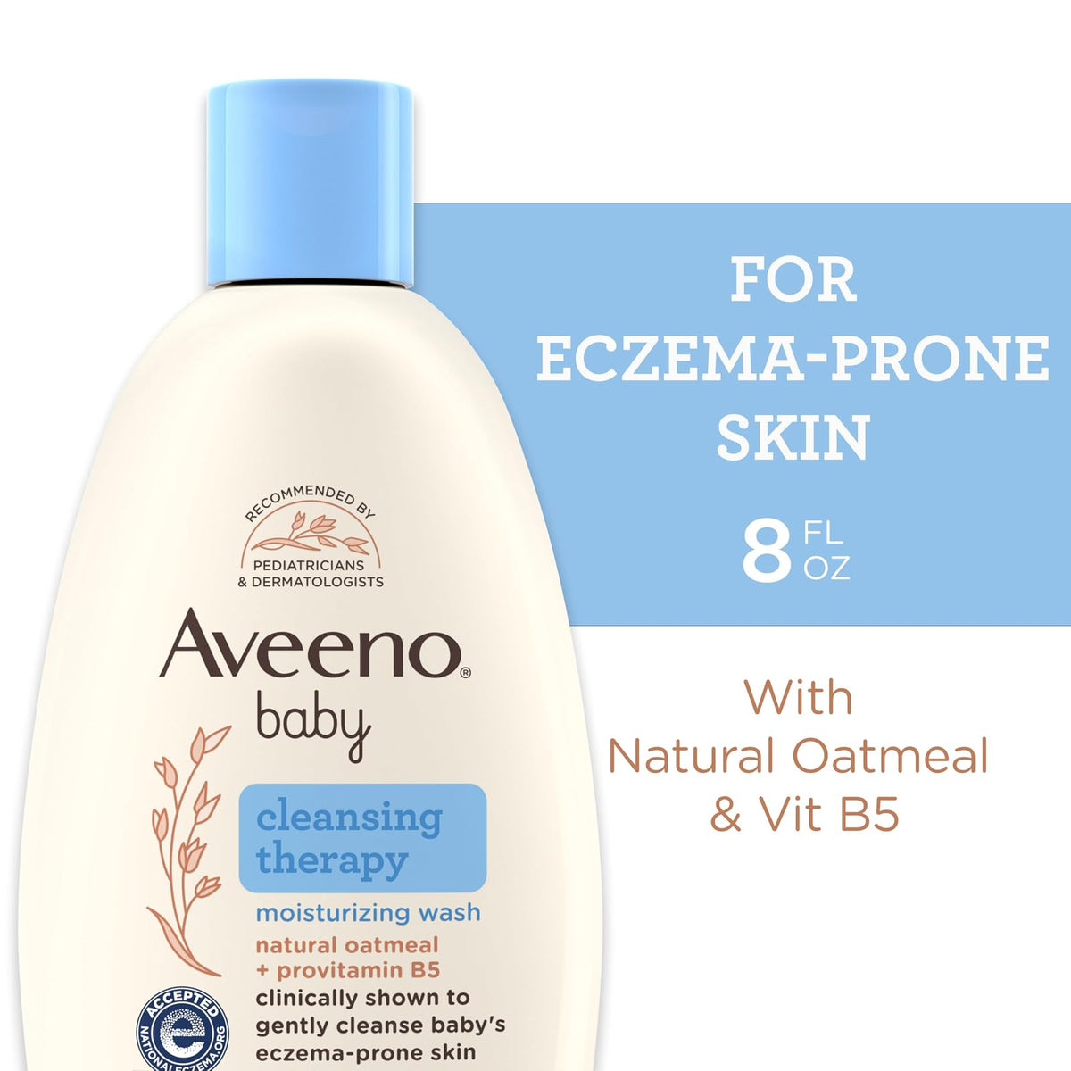 Aveeno Baby Cleansing Therapy Body Wash | 8 oz, avena natural, provitamina B5, hipoalergénico, piel sensible y propensa al eccema