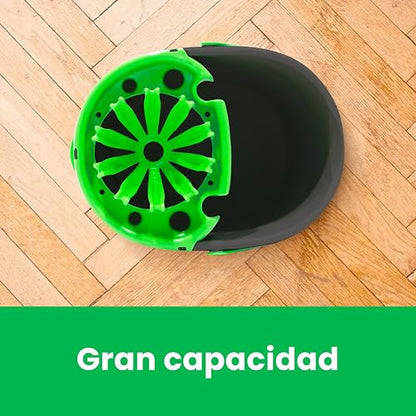 Scotch-Brite 3M Cubeta con Exprimidor 10 L Material Reciclado Gris | Ideal para trapear pisos, Exprimidor integrado, Evita contacto directo con el agua, Asas seguras, Capacidad de 10 litros