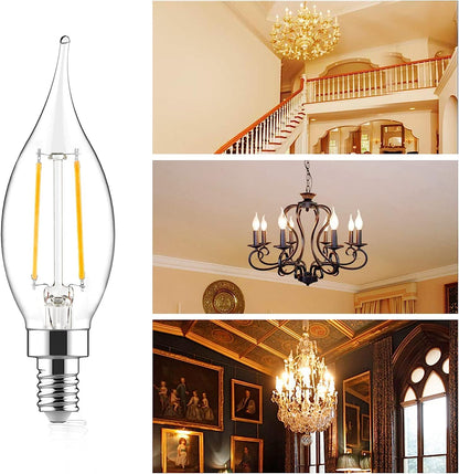 Sengled E12 - foco LED para candelabro de 60 W, equivalente a 60 W, bombillas LED regulables, 5 W, 2700 K, blanco suave, 450 lm, B10, punta de llama, estilo clásico, con base decorativa de candelabro