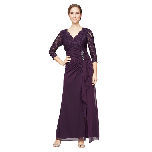 Alex Evenings Vestido Largo de Encaje con Cintura Imperio Vestido para ocasión Especial para Mujer