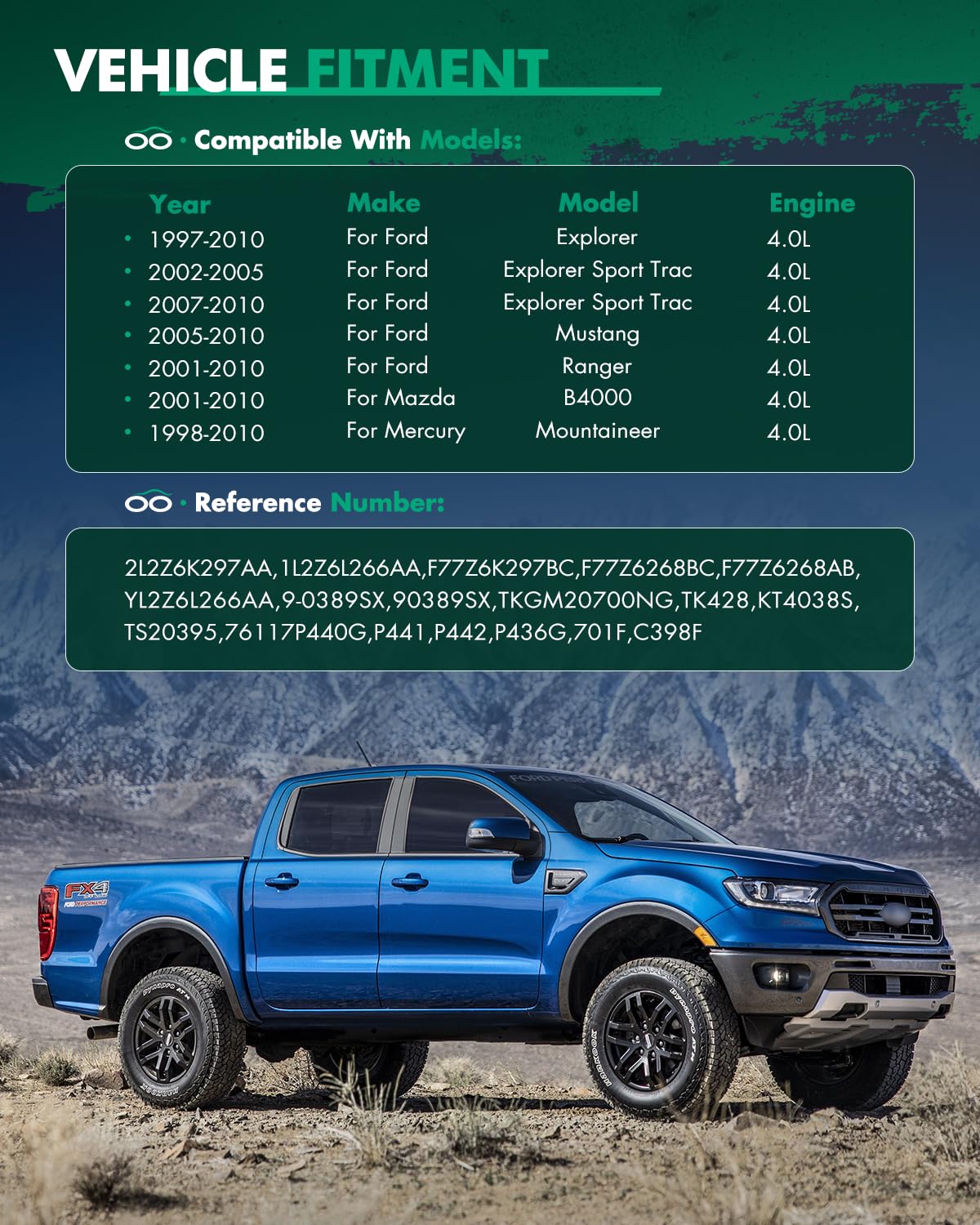 SCITOO Kit de Cadena de Distribución para Ford Mustang 2005-2010, Ford Explorer 1997-2010, Mazda B4000 4.0L V6