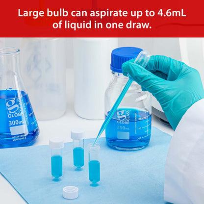 Globe Scientific 138030-400 LDPE General Purpose Transfer Pipet, Non-Sterile, Large Bulb, 157mm Length, 8.0mL Capacity (Box of 400)