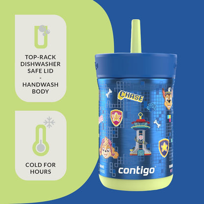 Contigo Leighton - Vaso de paja para niños con tapa a prueba de derrames, 12 onzas, frambuesa/azalea