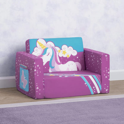 Delta Children Silla Unicornio Cozee Flip-out Convertible 2 en 1 Sillón Reclinable para Niños - Ligera y Portátil