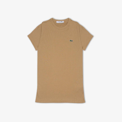 Lacoste Playera Slim fit de algodón orgánico y Manga Corta para Mujer, Hueso, 32