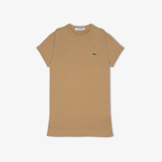 Lacoste Playera Slim fit de algodón orgánico y Manga Corta para Mujer, Hueso, 32