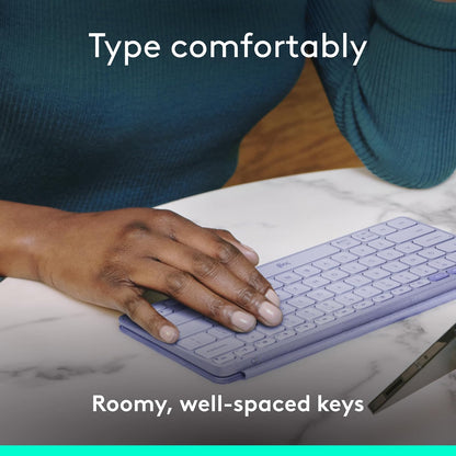 Logitech Keys-to-Go 2 Teclado inalámbrico para iPad con Tapa integrada, Bluetooth, Delgado, estilizado y Compacto para iPad, iPhone, Windows, Android, Linux, Mac, Apple TV, Color - Lila