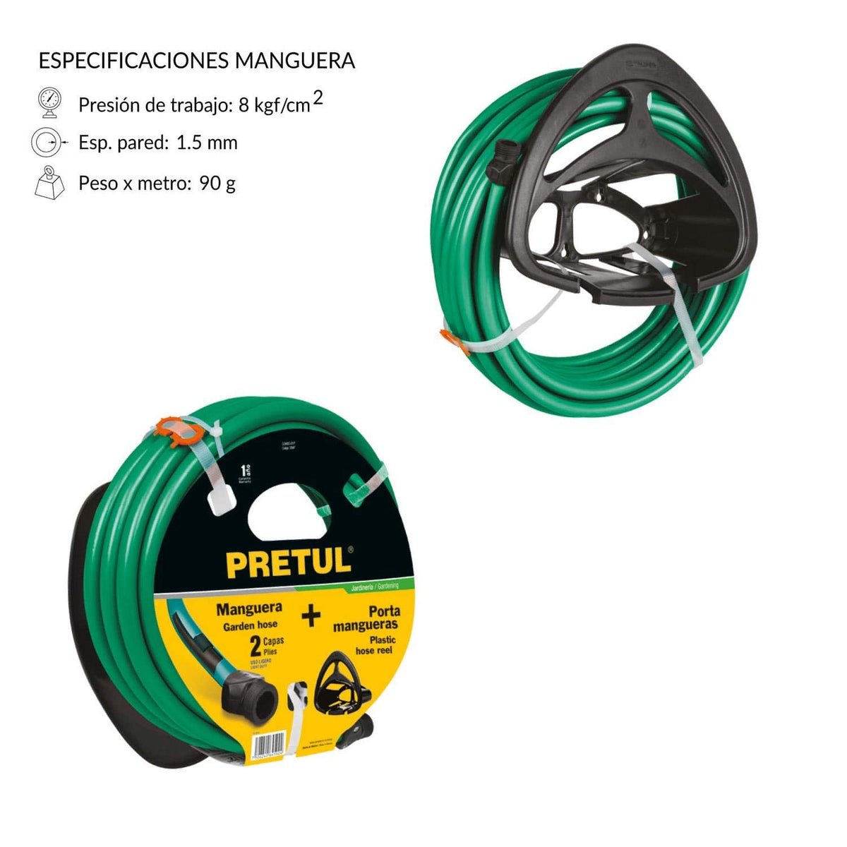 Pretul COMBO-201P, Combo manguera MAN-15X1/2P y portamanguera color negro