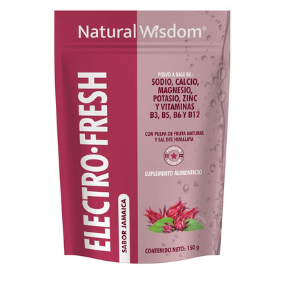 NW Electrolitos en Polvo Sin Azucar Electro-Fresh Hidratación con Minerales | Sodio Potasio Calcio Magnesio Zinc | Sal del Himalaya | Sabor Jamaica con Vitaminas | Pulpa de Fruta Natural