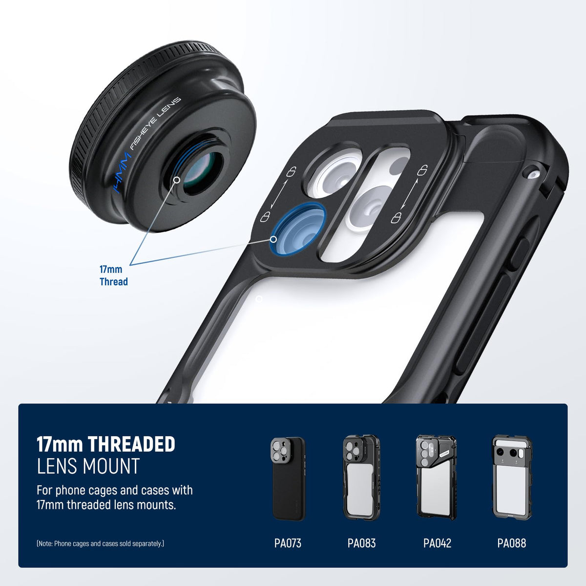 NEEWER 170° 14mm VR Fish Eye Lens con 17mm Rosca Lens Clip, Panoramic Ojo Pez para Live Streaming, Paisajismo Exterior, Arquitectura Compatible con iPhone 17 16 Pro MAX Android S25 Ultra, LS-77