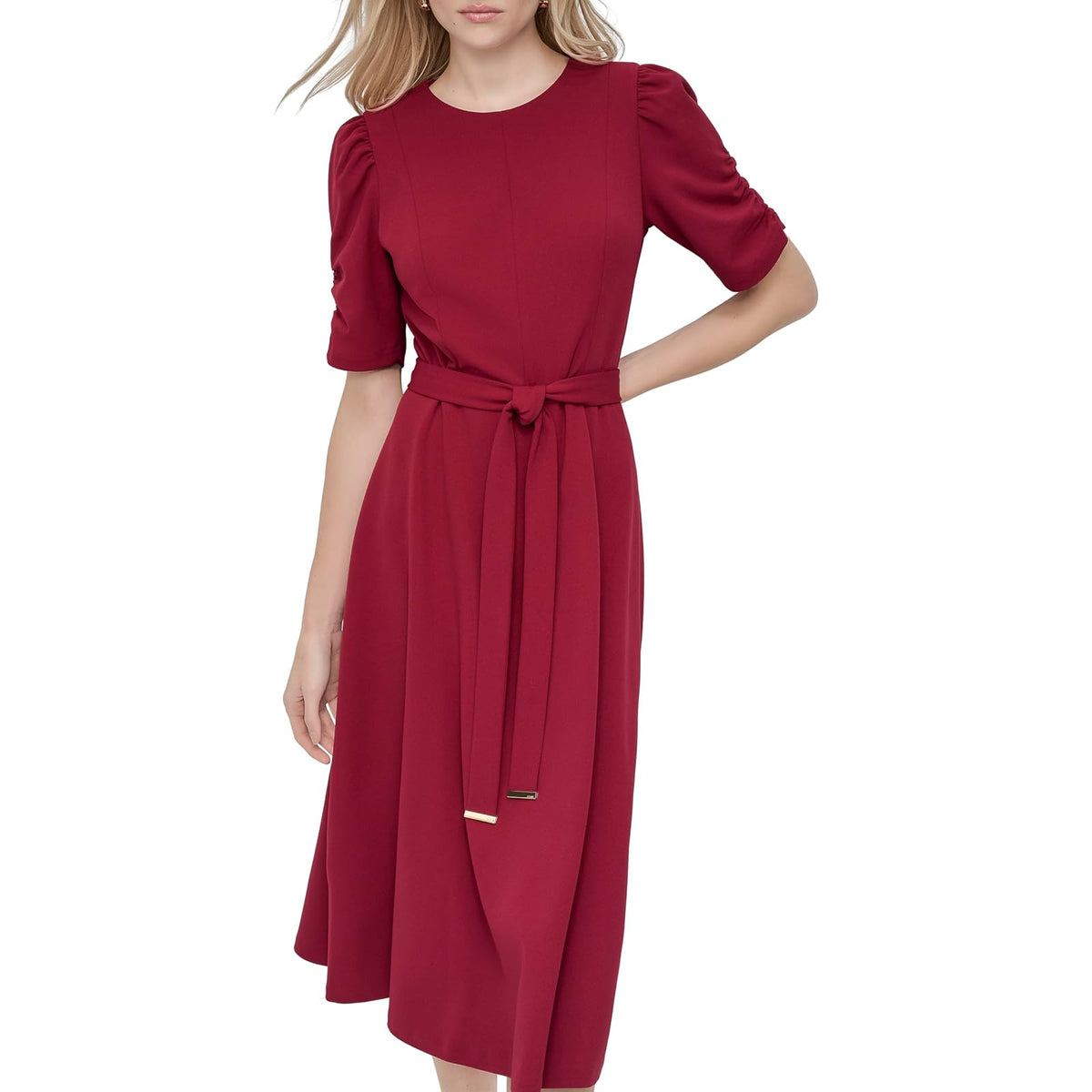 DKNY - Vestido de crepé para Mujer con Cuello Joya