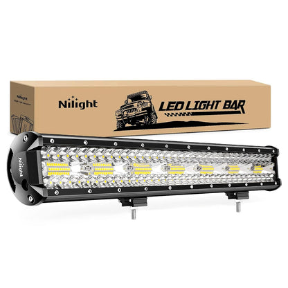 Nilight Barra de Luz LED Ámbar, 2 Piezas Triple Fila 6.5 Pulgadas, 120W - 20Inch 420W Triple Row Lights