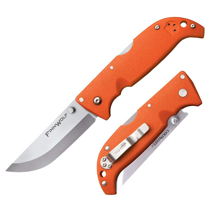 Cold Steel Finn Wolf AUS8A - Cuchillo Plegable de Caza con Mango de Color Naranja de 11 cm, AUS8A