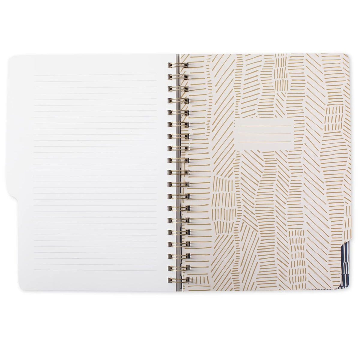 Fringe Studio - Cuaderno de pestañas grandes, líneas tribales, cubierta flexible de tapa blanda, reglas universitarias, 5 divisores de sujetos/troquelados, 7.25 x 10 pulgadas, 180 páginas forradas