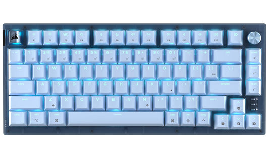 Corsair K65 Plus Teclado mecánico inalámbrico 75% RGB Intercambiable en Caliente para Mac y iPad – Interruptores lineales MLX Red v2 prelubricados, amortiguación de Sonido – QWERTY NA Layout – Azul