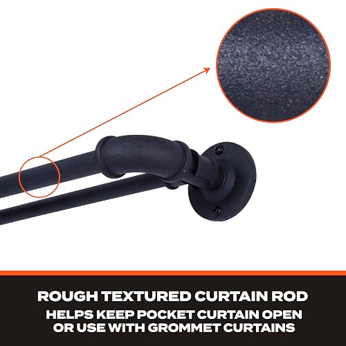 Sun Zero Bronn - Barra de Cortina Doble Ajustable, Negro Mate, 36-66", 1