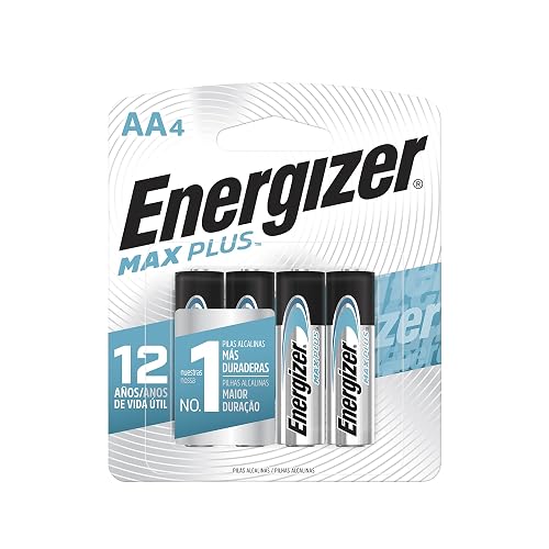 Energizer - Pilas Alcalinas AA, MAX Plus, 1.5V, Paquete de 4 | Vida útil hasta 12 años sin uso, para controles, juguetes y dispositivos de alto consumo, resistentes a fugas