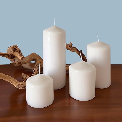 Stonebriar - Paquete de 3 velas de cera blanca sin perfume de 3 x 8 pulgadas, 80 horas de largo