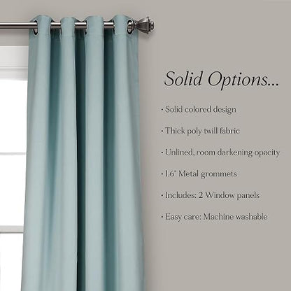 Lush Decor - Cortinas Opacas con Ojales, Pares, 52 Pulgadas de Ancho x 120 Pulgadas de Largo, Azul, diseño Clásico y Moderno, Cortinas Extralargas para Sala de Estar