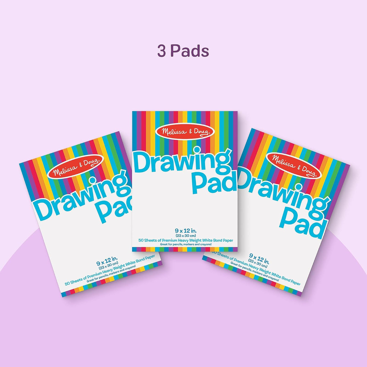 Melissa & Doug Bloc de Papel de Dibujo, 3-Pack de Blocs de Dibujar Grandes, las Hojas se Desprenden Fácilmente, 50 Páginas por Paquete - Certificados FSC